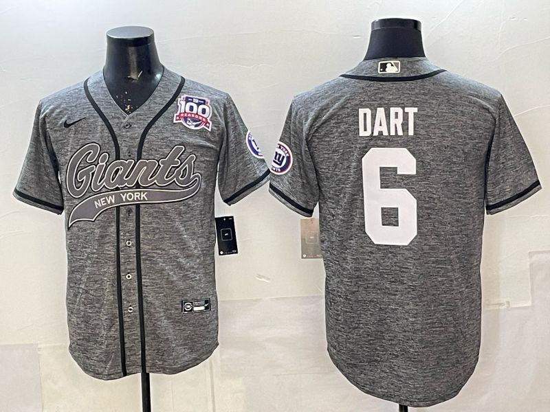 Men 2025 New York Giants #6 Dart Grey Joint Name Nike Limited NFL Jersey 06